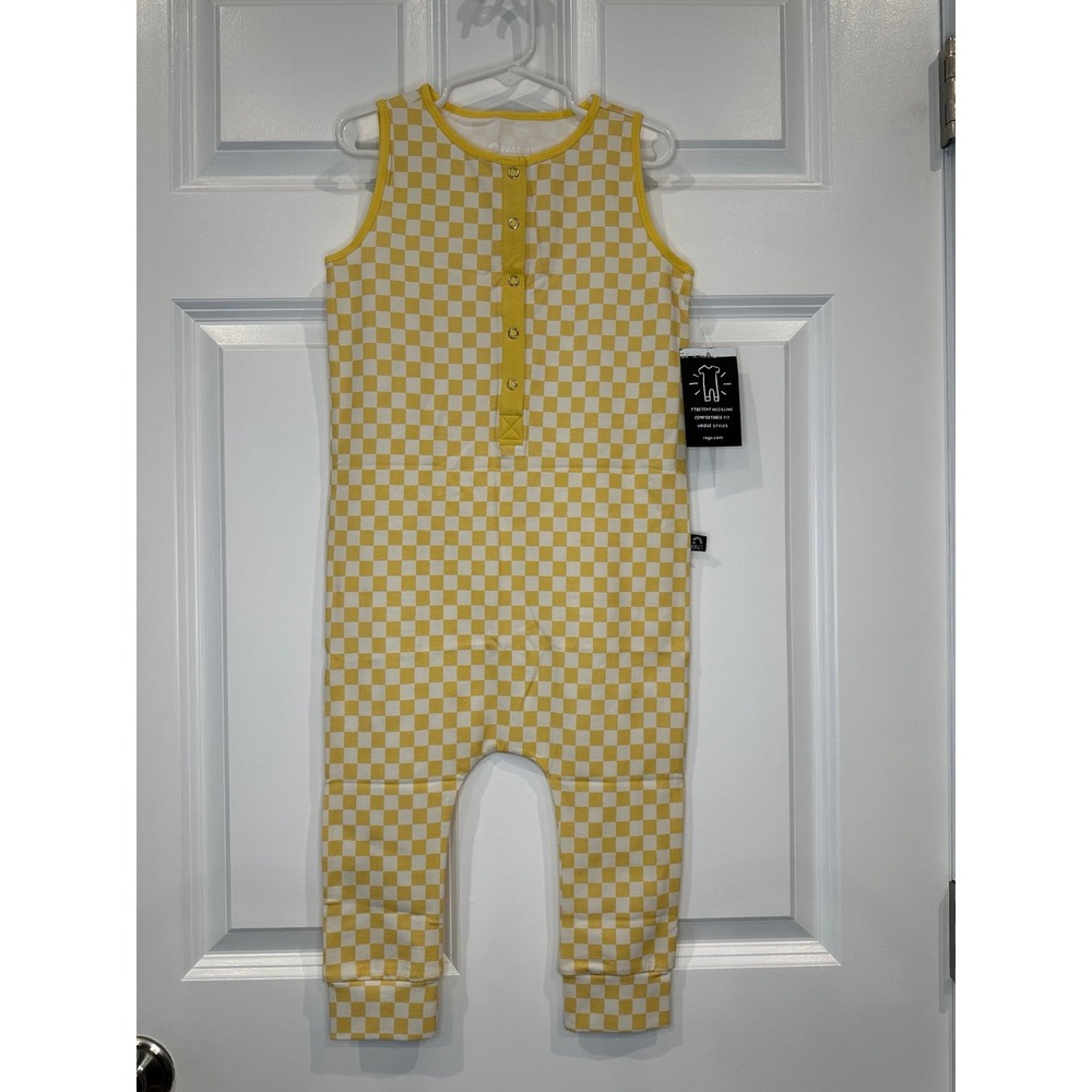 Rags Yellow Checkered Tank Romper Size 5/6 NWT‎